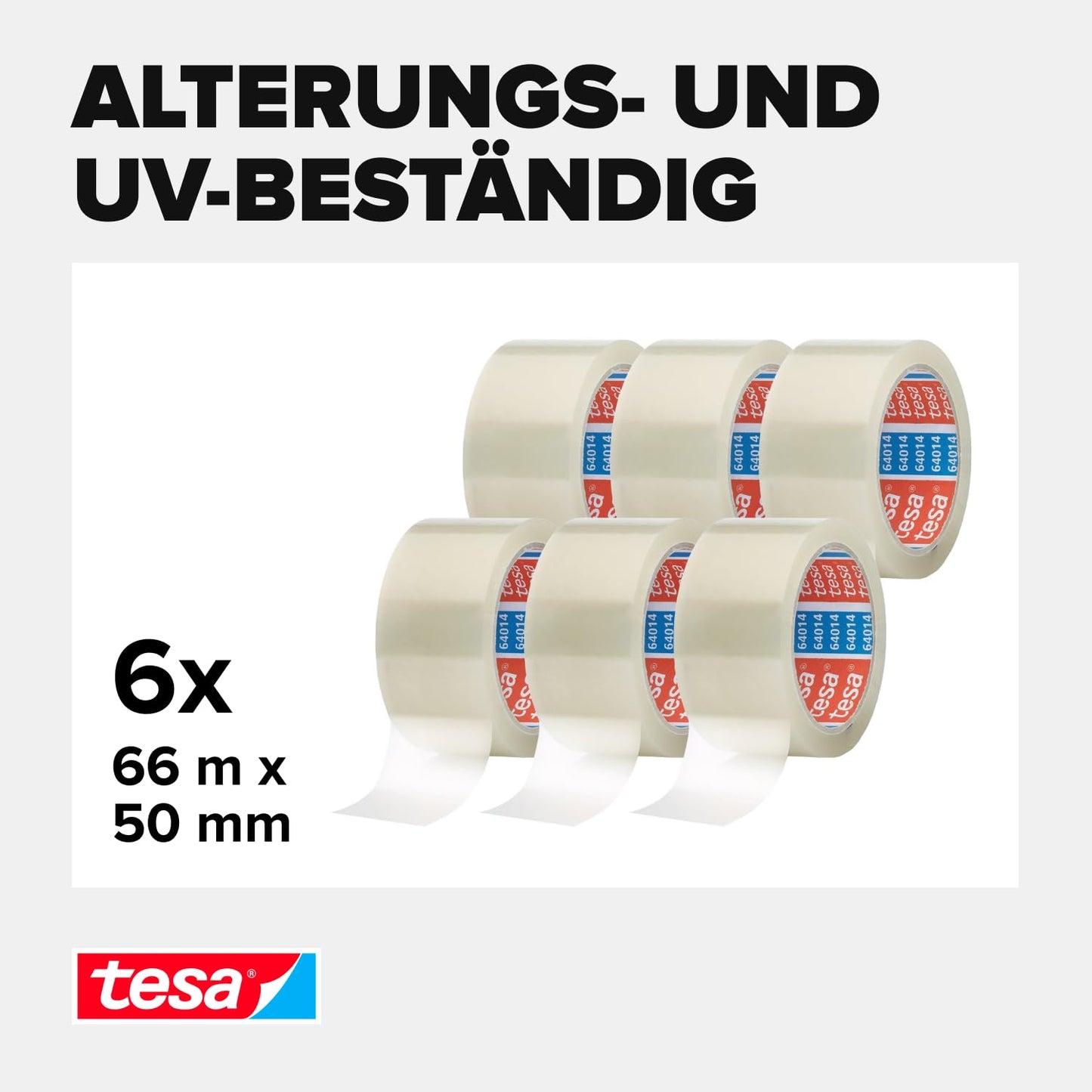 Paketklebeband 6er Pack – geräuscharm, transparent, je Rolle 66 m
